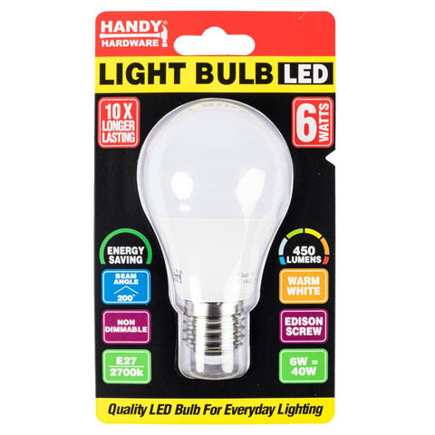 Bulb 6W LED Light - Warm White - E27 (Screw)