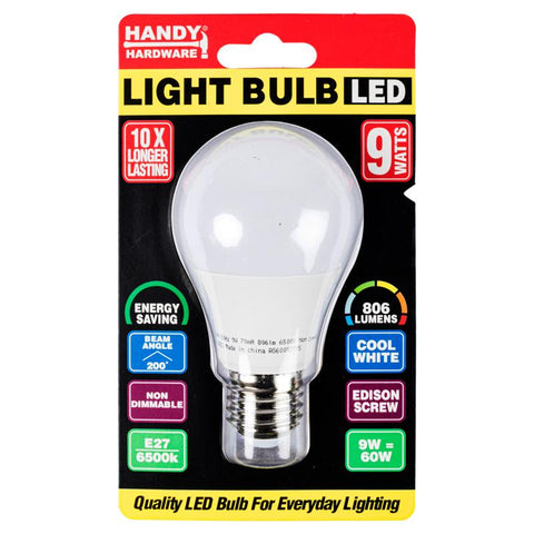 Bulb 9W LED Light - Cool White - E27 (Screw)