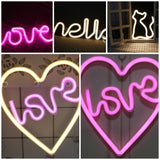 Battery Powered USB LED Sign Neon Lights Home Shop Decoration Party Fairy Lamp